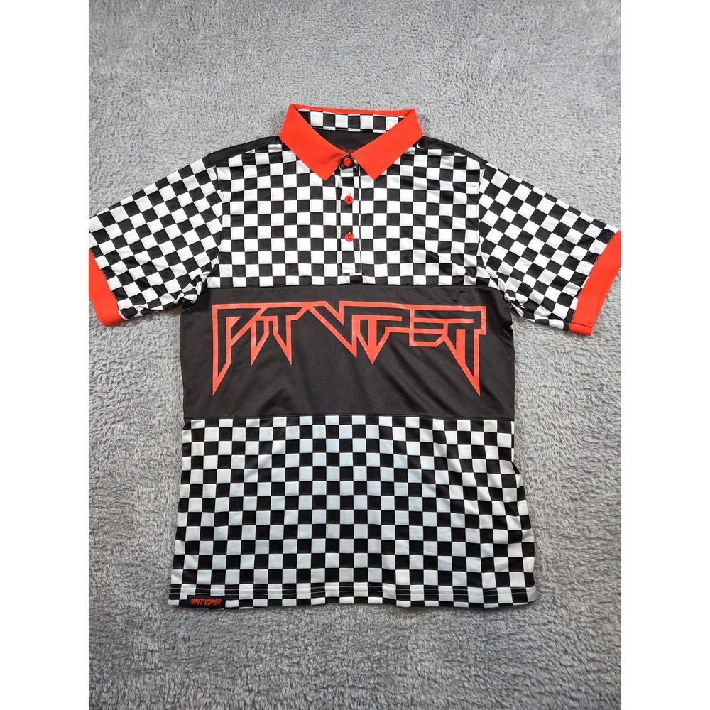 Pit Viper Victory Lane Tech Polo Small Black White Red Men Racing Shirt